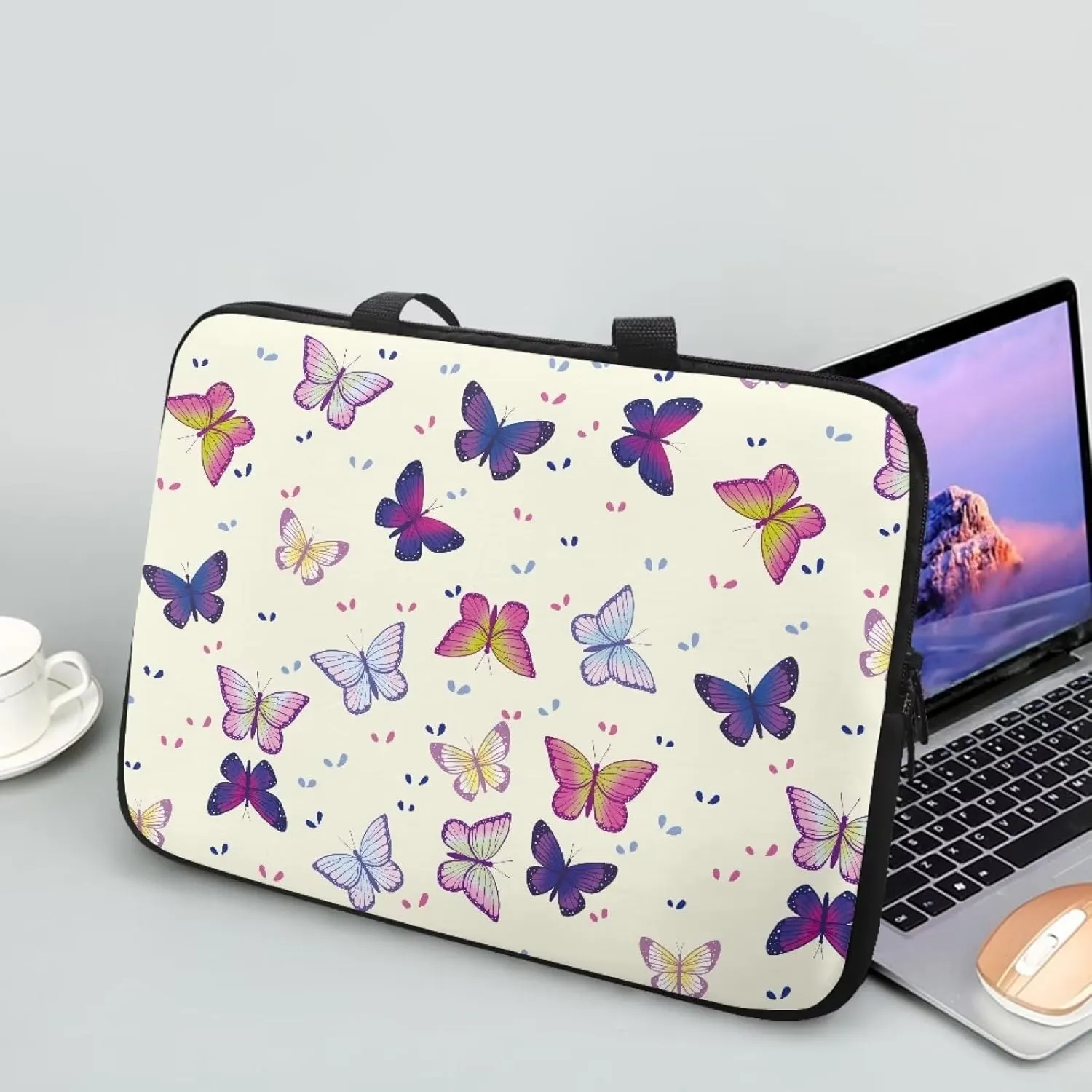 Butterfly Print Laptop Bag 16inch  Fashion Laptop Tote Bag for Women Briefcases Laptop Sleeve Messenger Bags for Men and Women Travel Office School College Satchel Bag, Butterflies