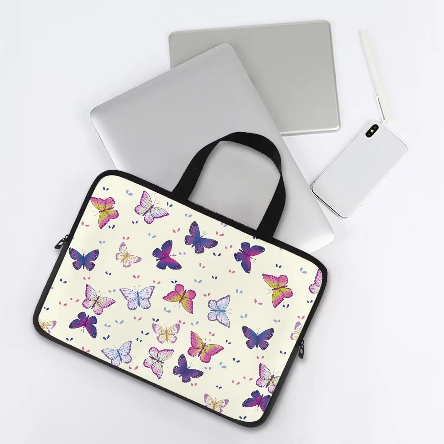 Butterfly Print Laptop Bag 16inch  Fashion Laptop Tote Bag for Women Briefcases Laptop Sleeve Messenger Bags for Men and Women Travel Office School College Satchel Bag, Butterflies