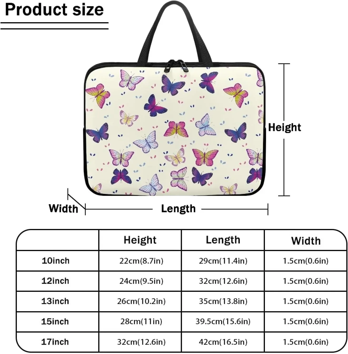 Butterfly Print Laptop Bag 16inch  Fashion Laptop Tote Bag for Women Briefcases Laptop Sleeve Messenger Bags for Men and Women Travel Office School College Satchel Bag, Butterflies