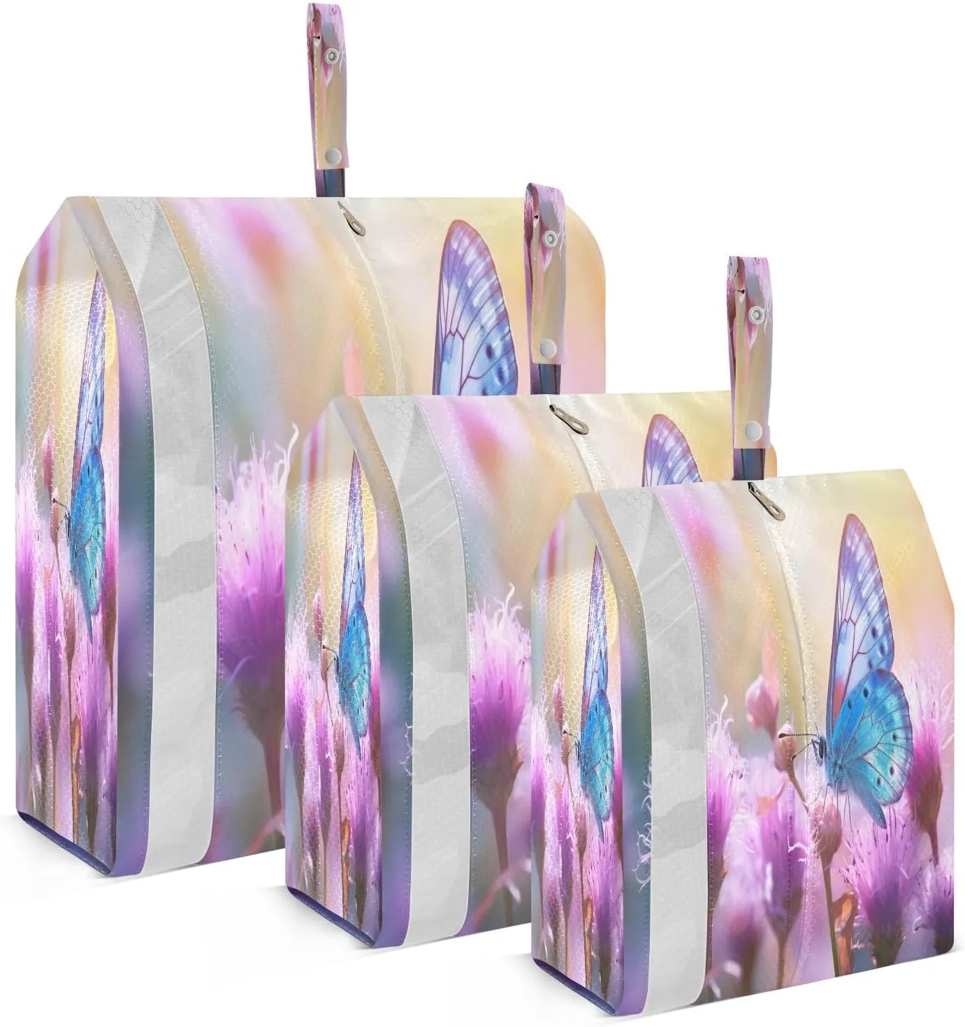 Butterfly Purple Flowers Compression Packing Cubes for Travel Packing Organizers Large Luggage Organizers Bags for Carry on Suitcases