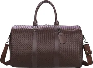Cabin Bag Pu Leather Duffle Bags for Women Men Waterproof Outdoor Business Travel Storage Bags Luggage Carry On Bag (Chocolate)