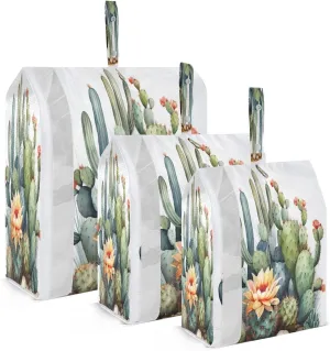 Cactus Succulents Flower Compression Packing Cubes 3 Set Travel Packing Cubes for Suitcases Organizer Bags Set for Women Travel Accessories