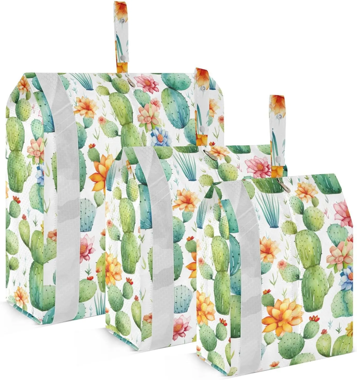 Cactus Watercolor Packing Cubes for Travel 3 Set Compression Travel Bags Suitcase Organizer Bags Set for Packing