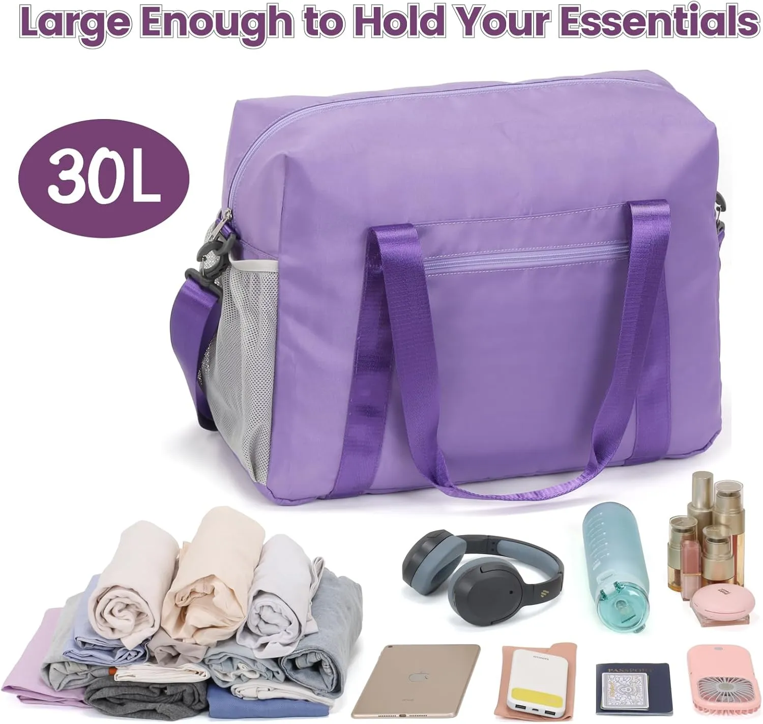 Cambond Spirit Airlines Personal Item Bag 18x14x8 Inch - 30L Lightweight Personal Item Travel Bag with Shoulder Strap for Short Trip, Compact Underseat Foldable Travel Duffel Carry on Bag