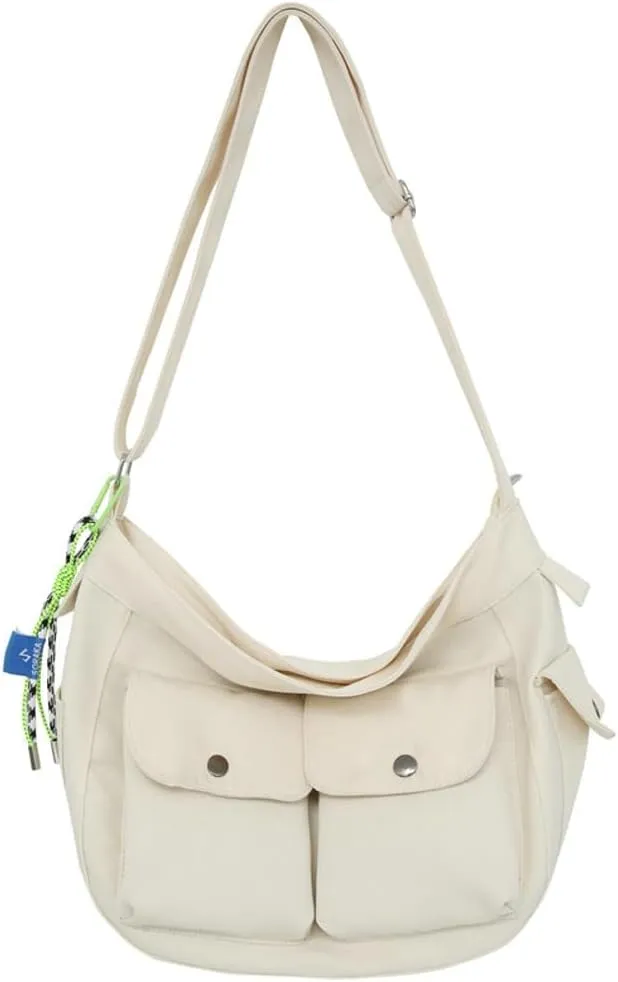 Canvas Messenger Bag for Women Men Canvas Crossbody Bag Handbag Vintage Satchel Bag Purse Shoulder Bag with Multiple Pockets