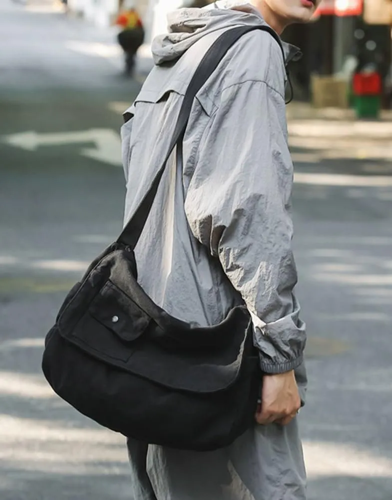 Canvas Messenger Bag for Women Men Canvas Crossbody Bag Handbag Vintage Satchel Bag Purse Shoulder Bag with Multiple Pockets