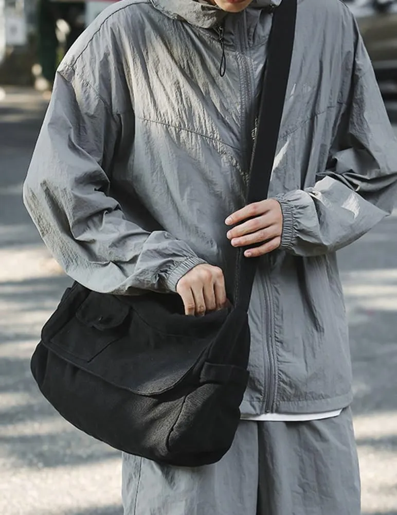 Canvas Messenger Bag for Women Men Canvas Crossbody Bag Handbag Vintage Satchel Bag Purse Shoulder Bag with Multiple Pockets