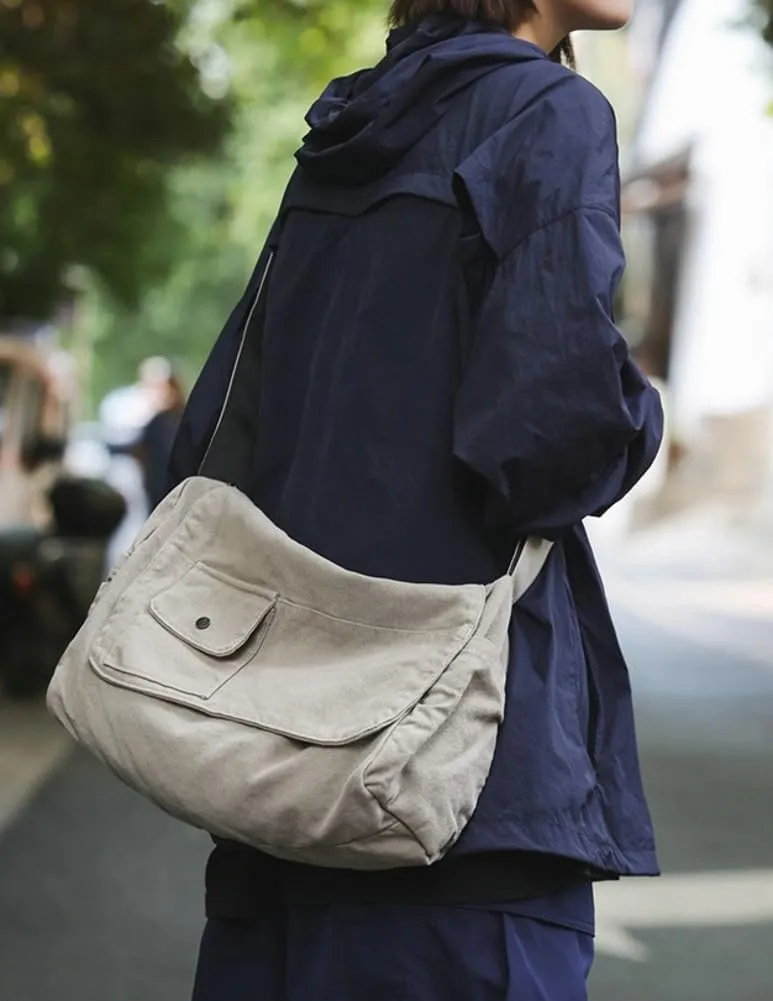 Canvas Messenger Bag for Women Men Canvas Crossbody Bag Handbag Vintage Satchel Bag Purse Shoulder Bag with Multiple Pockets