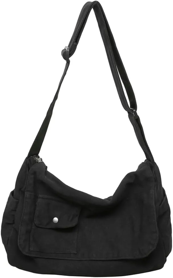 Canvas Messenger Bag for Women Men Canvas Crossbody Bag Handbag Vintage Satchel Bag Purse Shoulder Bag with Multiple Pockets