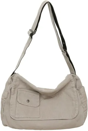 Canvas Messenger Bag for Women Men Canvas Crossbody Bag Handbag Vintage Satchel Bag Purse Shoulder Bag with Multiple Pockets