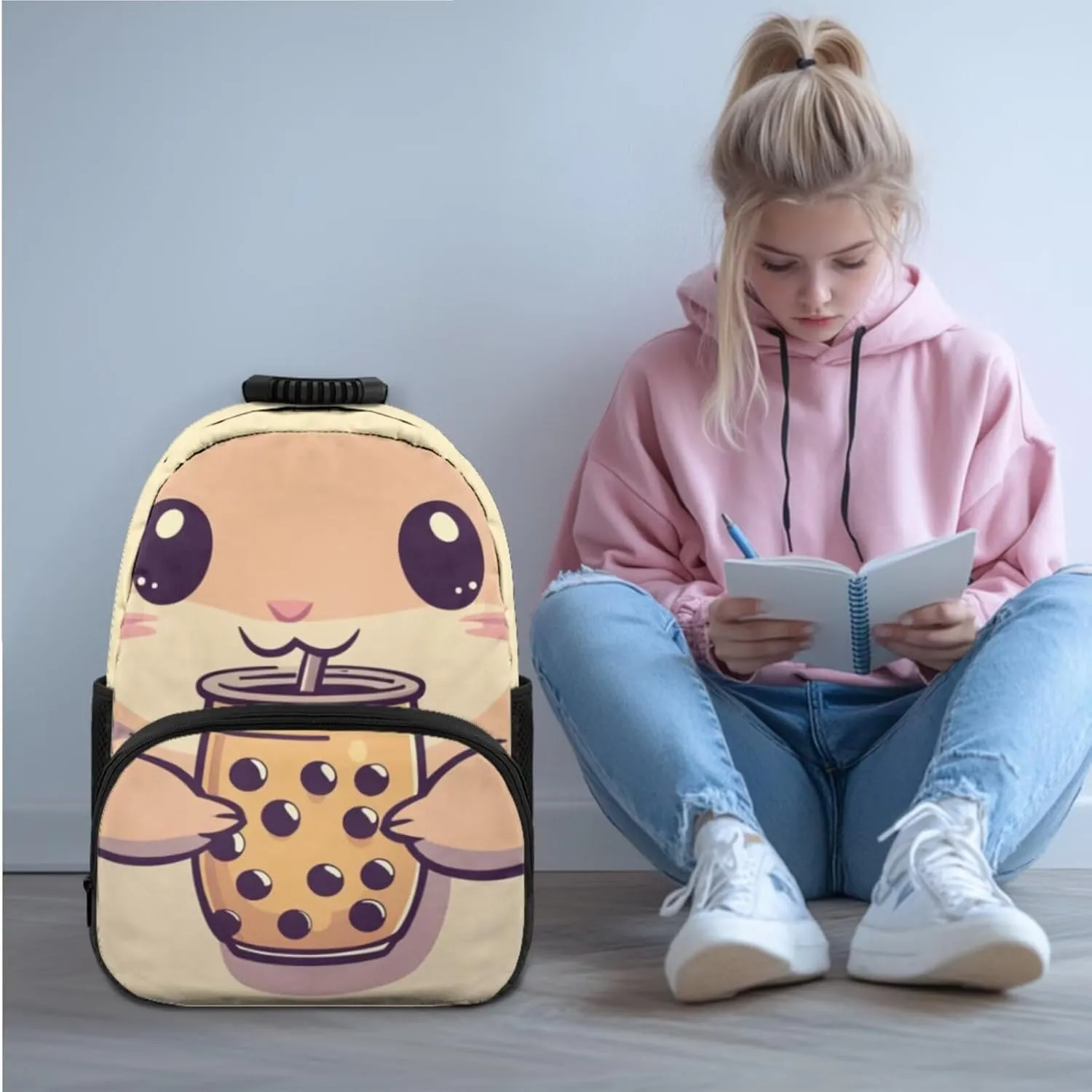 Capybara Backpack for Girls 8-12 Years School Bag with Insulated Lunch Bag 17 Inch Spacious Bookbag with Water Bottle Holder 4th Grade Travel Rucksack