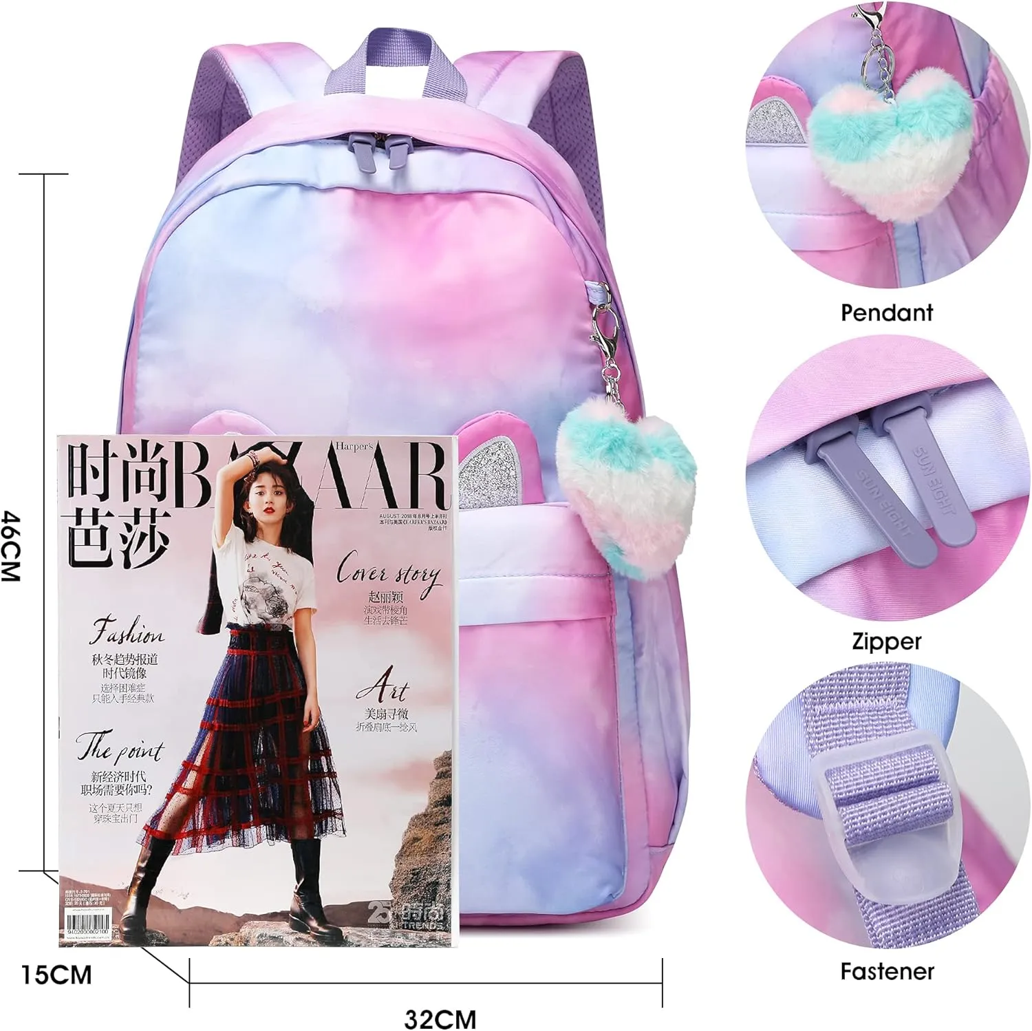 CaranY Kids Backpack for School - Lightweight Waterproof Large 30L Capacity Backpack with Gift Packaging Spacious Classic Design for Boys & Girls Ages 6-18(Purple)