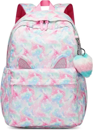CaranY Kids Backpack for School-Lightweight Waterproof Large 30L Capacity Backpack with Gift Packaging Spacious Classic Design for Girls Ages 6-18(Pink & Green)