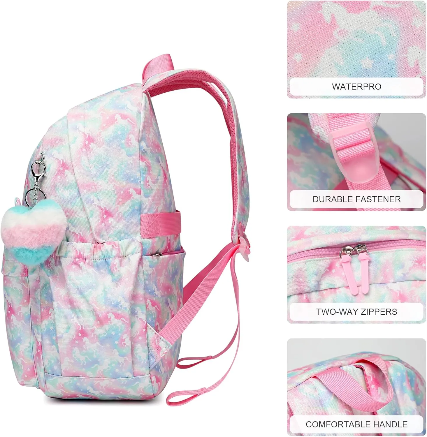 CaranY Kids Backpack for School-Lightweight Waterproof Large 30L Capacity Backpack with Gift Packaging Spacious Classic Design for Girls Ages 6-18(Pink & Green)