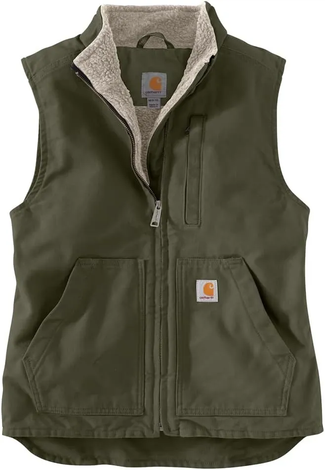 Carhartt Women's Relaxed Fit Washed Duck Sherpa-Lined Mock-Neck Vest