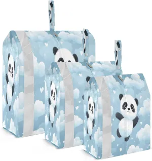 Cartoon Panda Clouds Compression Packing Cubes Luggage Organizer Bags for Travel Suitcase Organizer for Carry on Suitcases