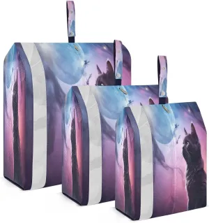Cat Purple Starry Sky Compression Packing Cubes 3 Set Travel Packing Cubes for Suitcases Organizer Bags Set for Women Travel Accessories