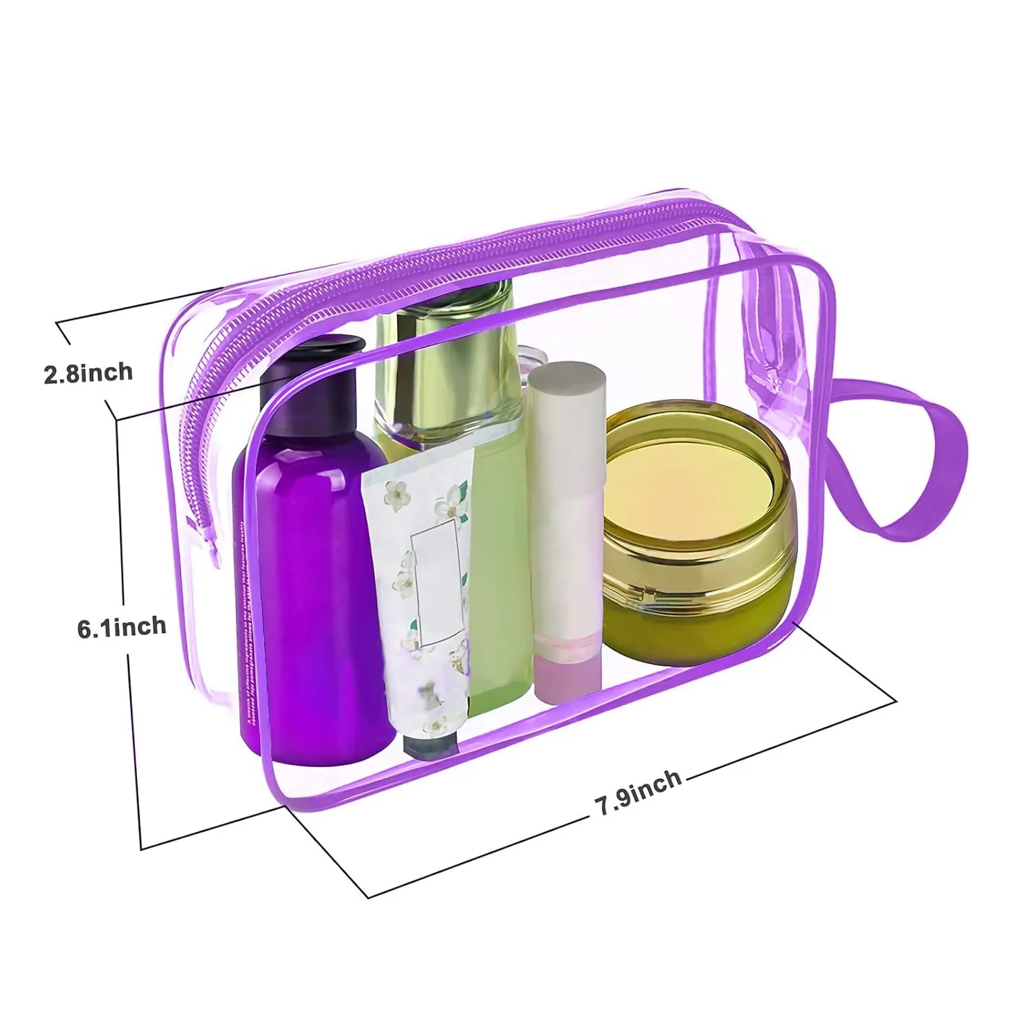 CGBE TSA Approved Toiletry Bag With Handle, Clear Toiletry Bag Quart Size Travel Bags For Toiletries Carry On Cosmetic Makeup Pouch For Men (purple)