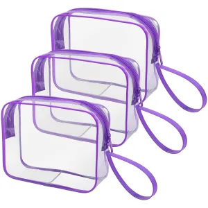 CGBE TSA Approved Toiletry Bag With Handle, Clear Toiletry Bag Quart Size Travel Bags For Toiletries Carry On Cosmetic Makeup Pouch For Men (purple)