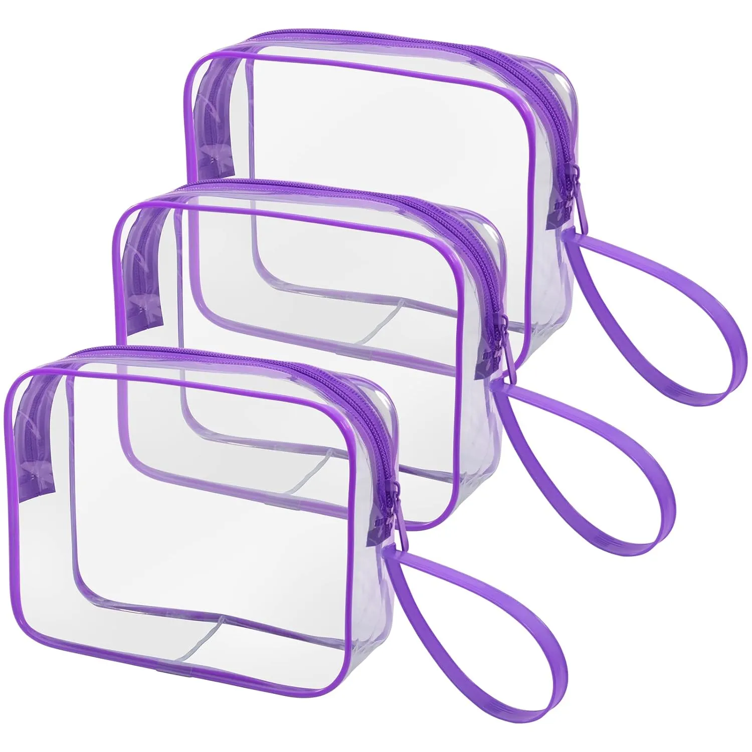 CGBE TSA Approved Toiletry Bag With Handle, Clear Toiletry Bag Quart Size Travel Bags For Toiletries Carry On Cosmetic Makeup Pouch For Men (purple)