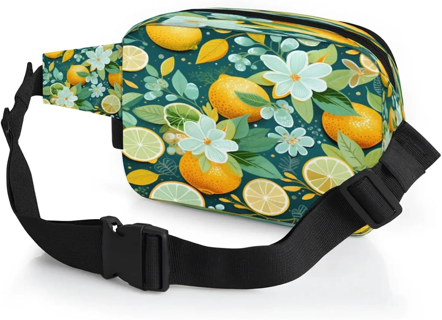 Citrus Bliss Waterproof Unisex Square Fanny Pack, Adjustable Waist Bag with Pockets, Sturdy Lightweight Crossbody Bag for Travel, Running, Hiking (9x6.1x2.5 Inches)