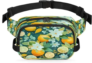 Citrus Bliss Waterproof Unisex Square Fanny Pack, Adjustable Waist Bag with Pockets, Sturdy Lightweight Crossbody Bag for Travel, Running, Hiking (9x6.1x2.5 Inches)