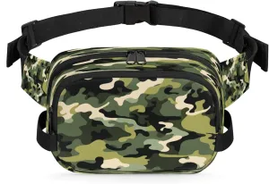 Classic Camouflage Waterproof Unisex Square Fanny Pack, Adjustable Waist Bag with Pockets, Sturdy Lightweight Crossbody Bag for Travel, Running, Hiking (9x6.1x2.5 Inches)