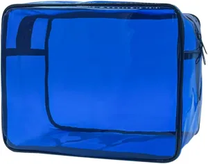 Clear Toiletry Bag, PVC Makeup Bag for Women, Spacious Clear Cosmetic & Toiletry PouchLarge Transparent Makeup Pouch for Travel (Blue)