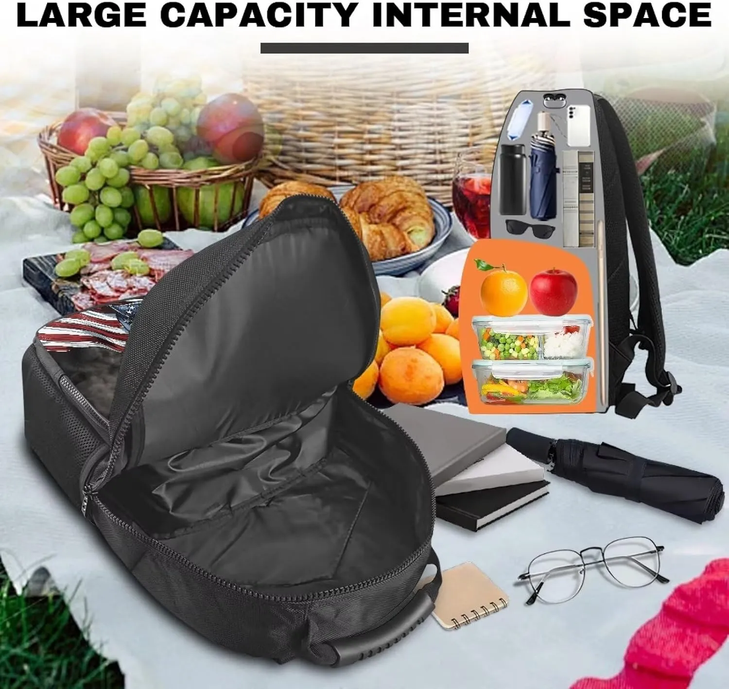 COEQINE Cool Animal Themes Hiking Backpack Carrier for Women Men Insulated Lunch Backpack for Work Large Capacity Leafproof Backpack Spacious Side Pockets Daypack With Compartments for Organize
