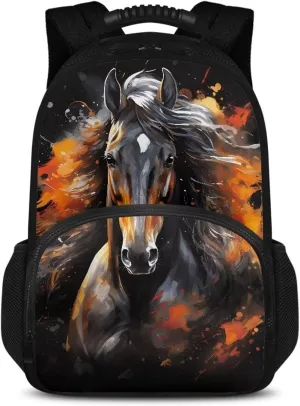COEQINE Horse Kids Backpack And Lunch Box 5T Girls Lunch Backpack Leafproof Compartment Keep Book Clean And Food Cold Side Pocket Spacious Pocket Protector Paperback