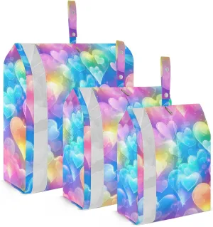 Colorful Hearts Bubbles Packing Cubes for Travel 3 Set Travel Organizer Bags Luggage Organizer Bags for Carry On