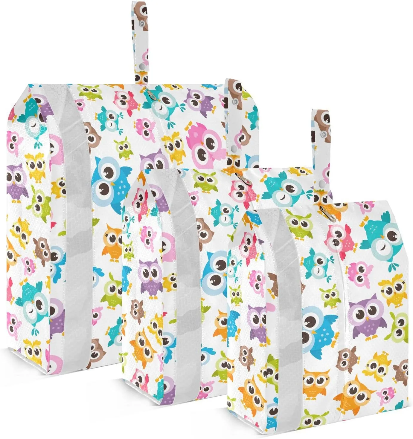 Colorful Owls Compression Packing Cubes 3 Set Travel Packing Cubes for Suitcases Organizer Bags Set for Carry on Luggage