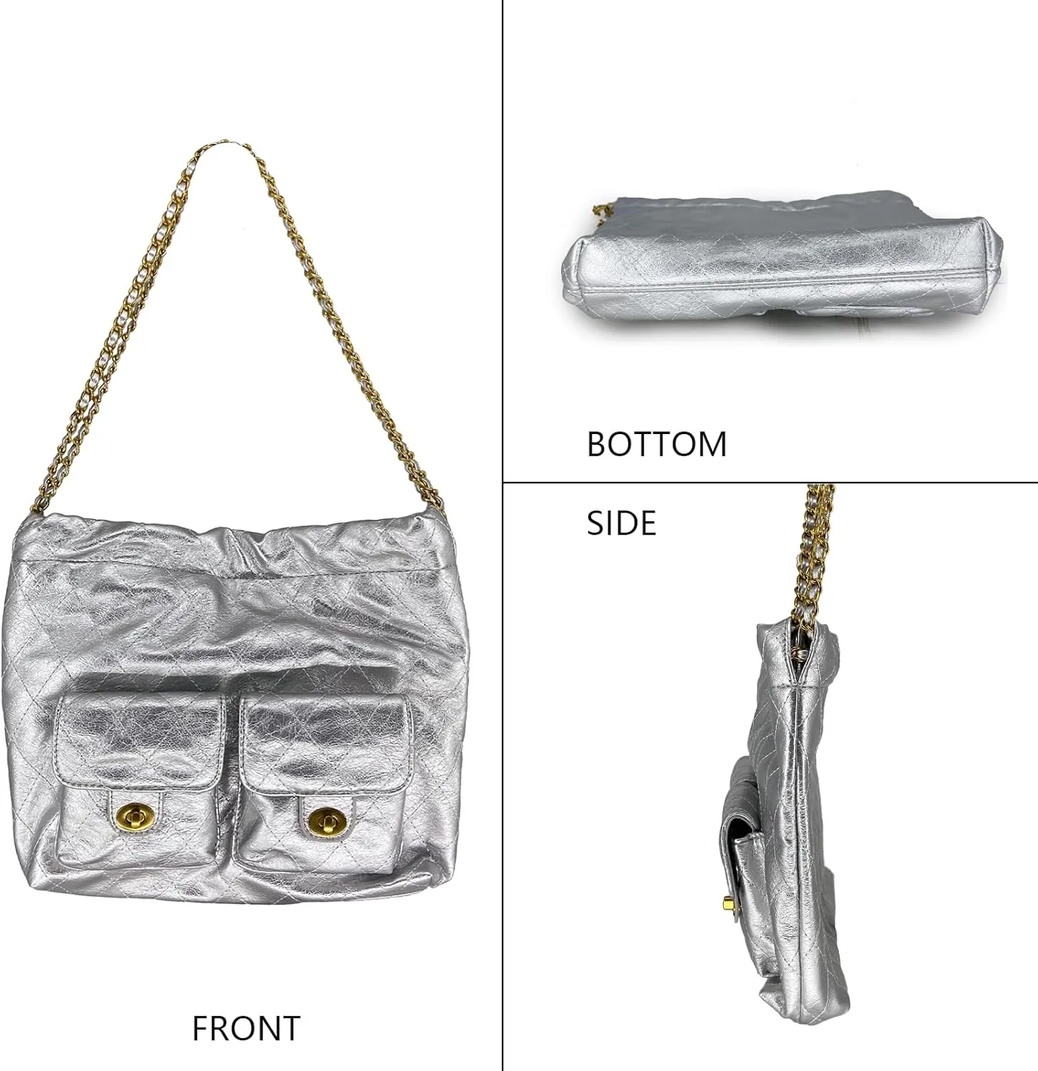 Compact PU Leather Clutch Purse for Women, Crossbody Wallet with Adjustable Chain Strap