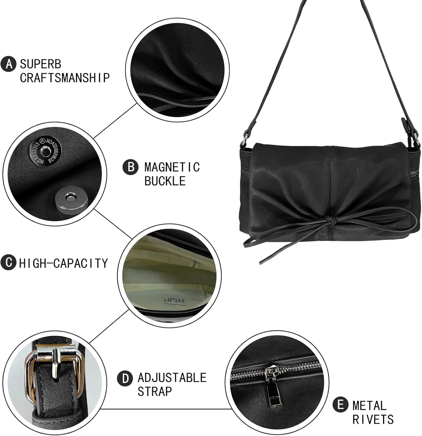 Compact PU Leather Clutch Purse for Women, Crossbody Wallet with Adjustable Chain Strap