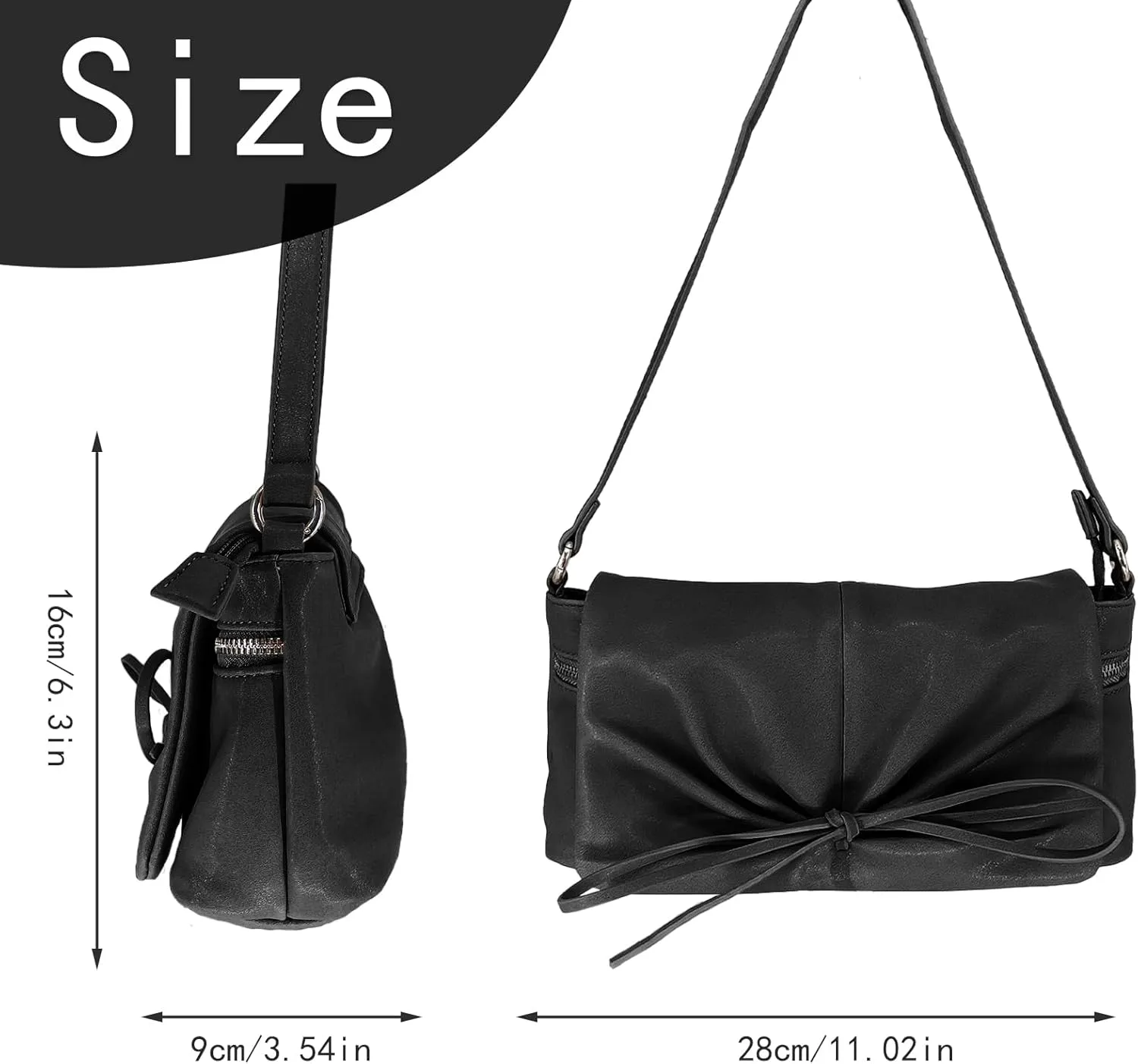 Compact PU Leather Clutch Purse for Women, Crossbody Wallet with Adjustable Chain Strap