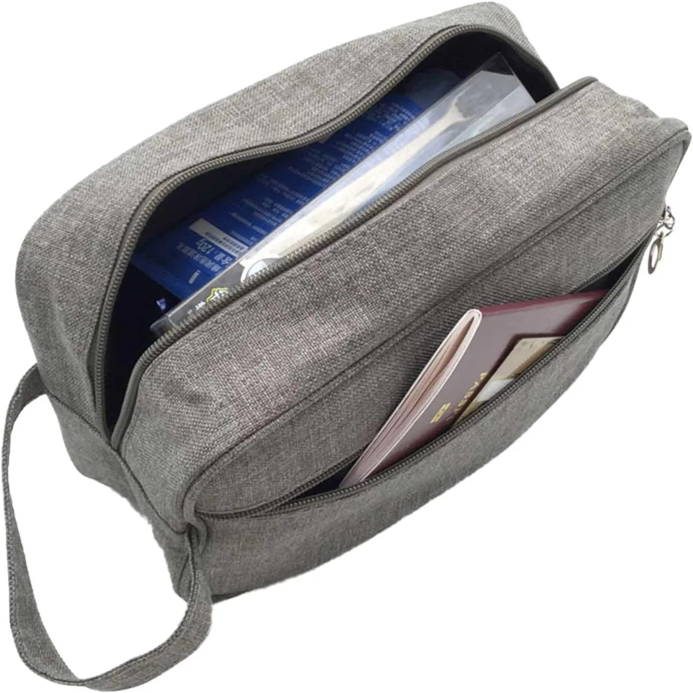 Compact Travel Toiletry Bag For Men - Mens Hanging Toiletry Bag | Water Resistant Shaving Bag With Handle Pockets & Zipper | Hanging Kit Toiletry Bag Organizer For Vacation Cosmetic, Gray