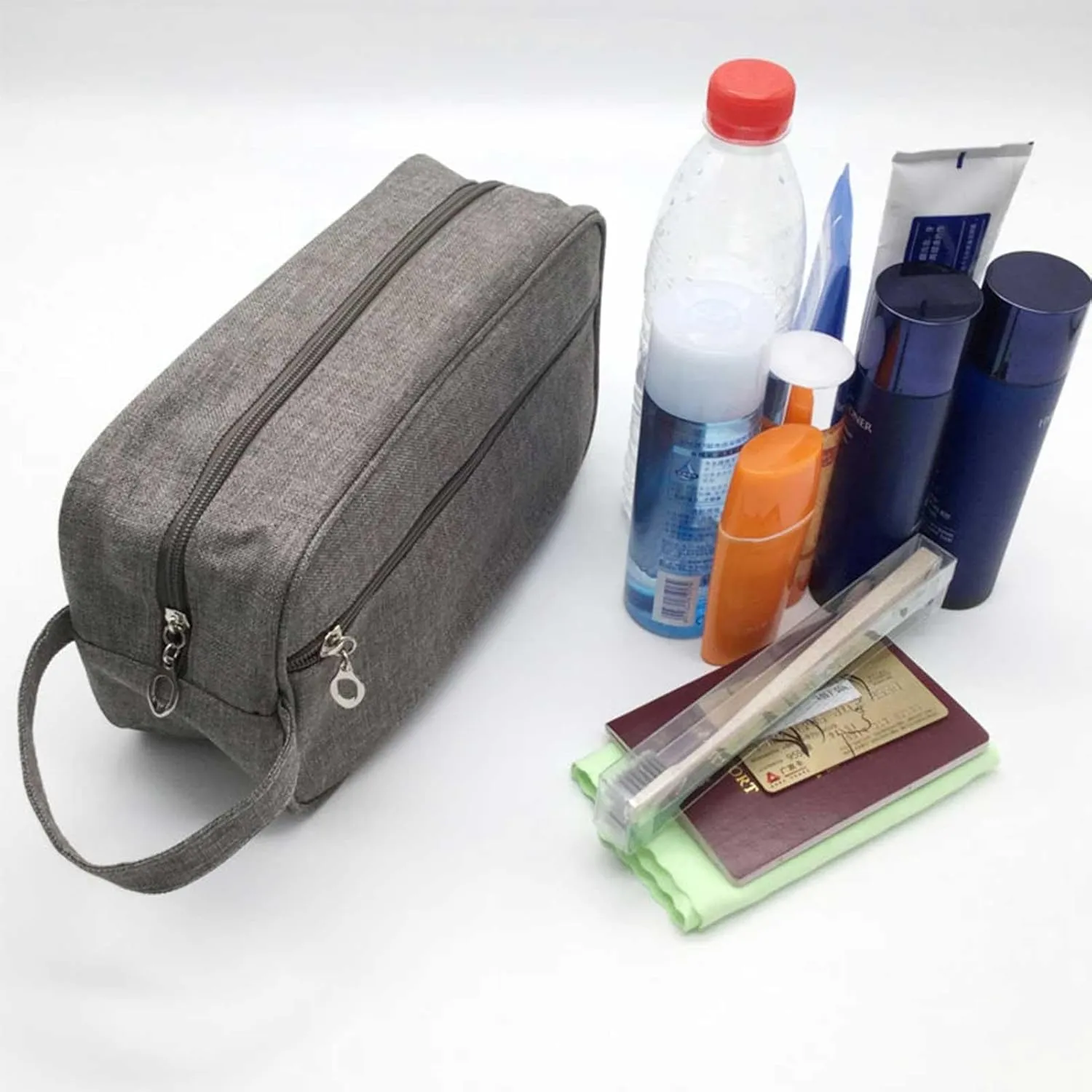 Compact Travel Toiletry Bag For Men - Mens Hanging Toiletry Bag | Water Resistant Shaving Bag With Handle Pockets & Zipper | Hanging Kit Toiletry Bag Organizer For Vacation Cosmetic, Gray
