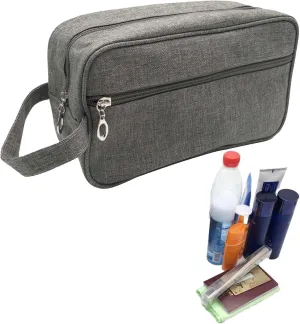 Compact Travel Toiletry Bag For Men - Mens Hanging Toiletry Bag | Water Resistant Shaving Bag With Handle Pockets & Zipper | Hanging Kit Toiletry Bag Organizer For Vacation Cosmetic, Gray
