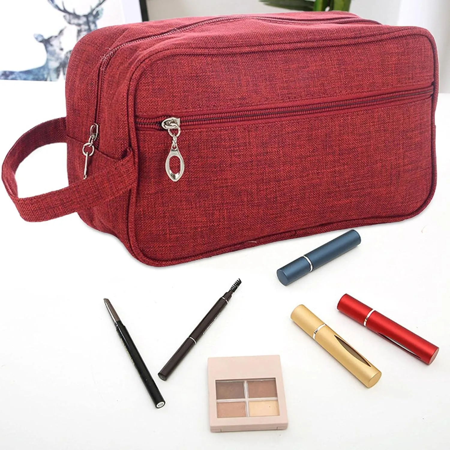 Compact Travel Toiletry Bag For Men - Mens Hanging Toiletry Bag | Water Resistant Shaving Bag With Handle Pockets & Zipper | Hanging Kit Toiletry Bag Organizer For Vacation Cosmetic