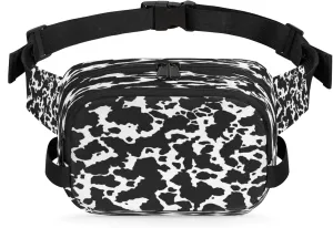 Cow Spots Waterproof Unisex Square Fanny Pack, Adjustable Waist Bag with Pockets, Sturdy Lightweight Crossbody Bag for Travel, Running, Hiking (9x6.1x2.5 Inches)