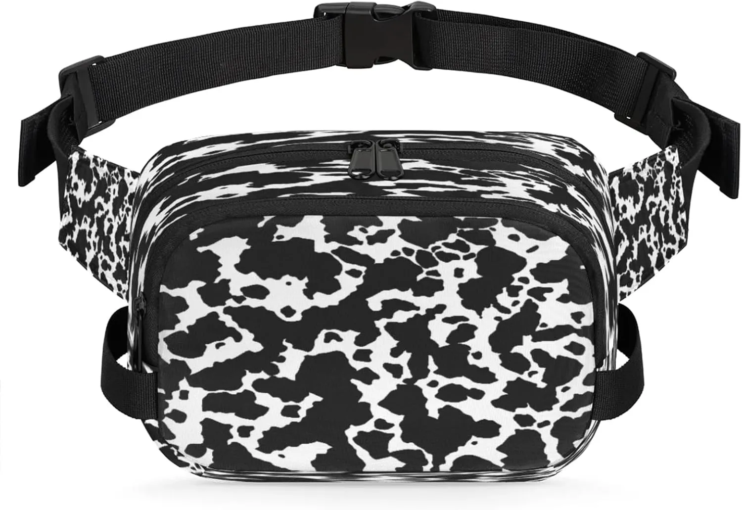 Cow Spots Waterproof Unisex Square Fanny Pack, Adjustable Waist Bag with Pockets, Sturdy Lightweight Crossbody Bag for Travel, Running, Hiking (9x6.1x2.5 Inches)
