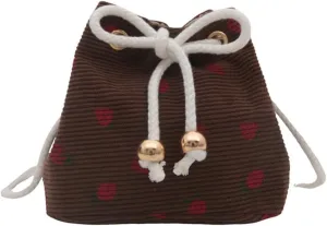 Creative Drawstring Crossbody Bag In Strawberry Print Large Capacity Bucket Shoulder Bags Satchel ForTrendsetters