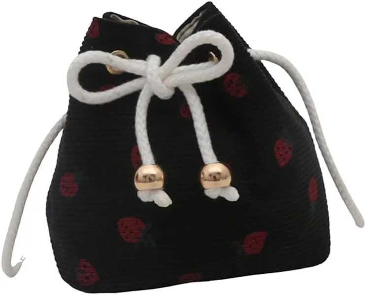 Creative Drawstring Crossbody Bag In Strawberry Print Large Capacity Bucket Shoulder Bags Satchel ForTrendsetters