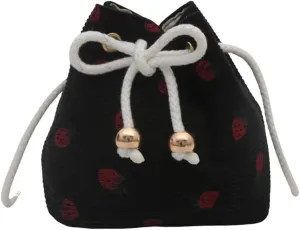 Creative Drawstring Crossbody Bag In Strawberry Print Large Capacity Bucket Shoulder Bags Satchel ForTrendsetters