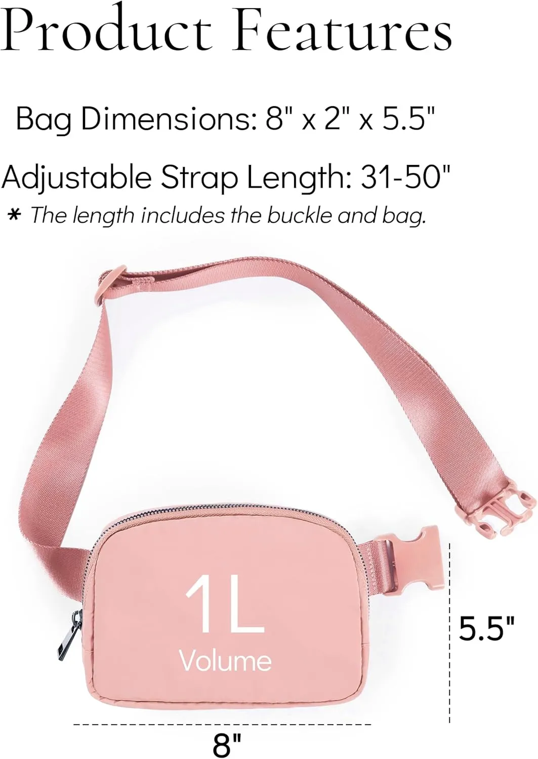 Cross Body Fanny Packs for Women Men Fashion Waist Bag Pouch Nylon Small Travel Crossbody Bags Mini Purse Everywhere Belt Bag Bum Bag with Adjustable Strap for Running Hiking Mono Pink