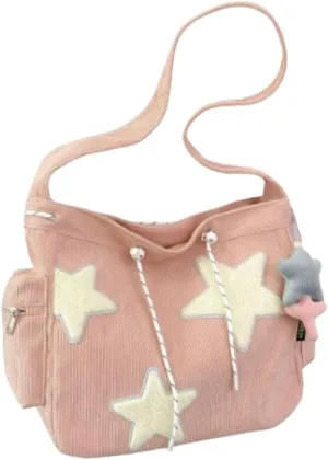 Crossbody Bags, Star Shaped Hand Hobo Bag, Zippered Crossbody Bags, Ladies Corduroy Handbags