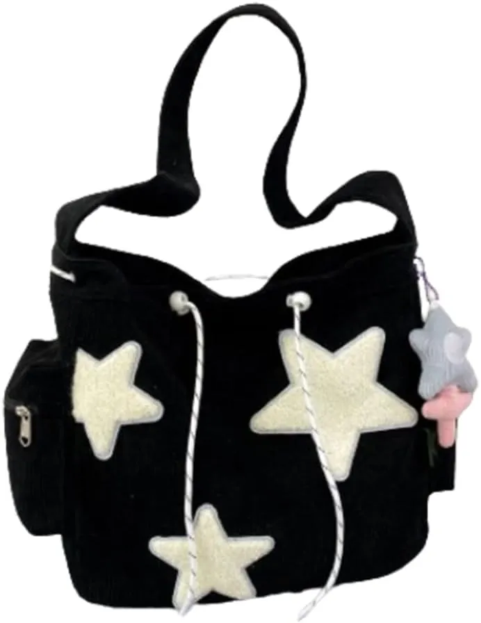 Crossbody Bags, Star Shaped Hand Hobo Bag, Zippered Crossbody Bags, Ladies Corduroy Handbags