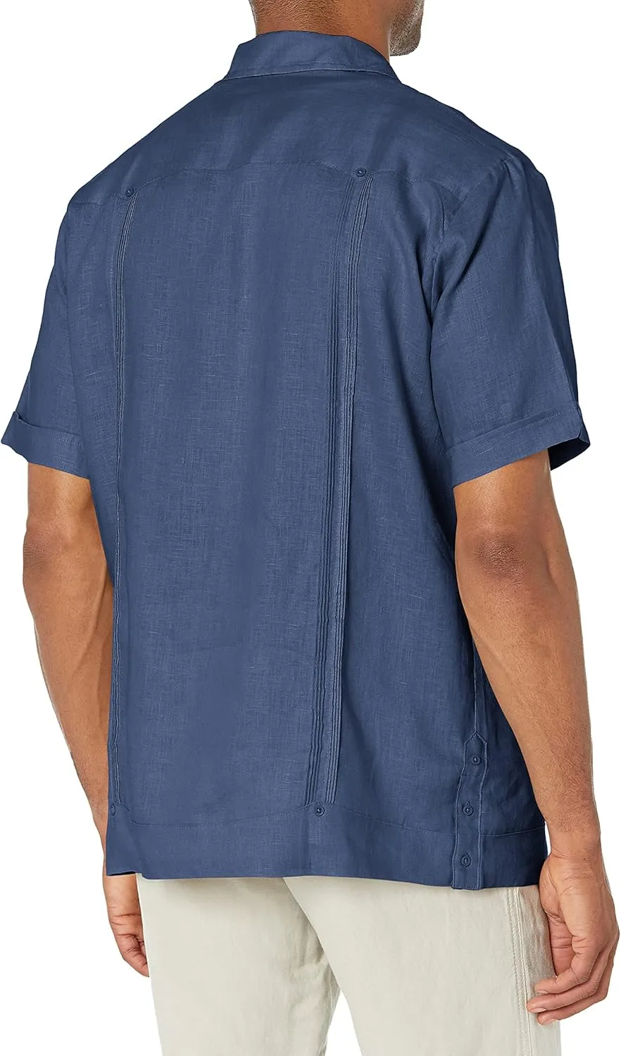 Cubavera Men's 100% Linen Short Sleeve Button-Down Guayabera Shirt, Four Pockets, Camp Collar, Pintuck Detail, Lightweight