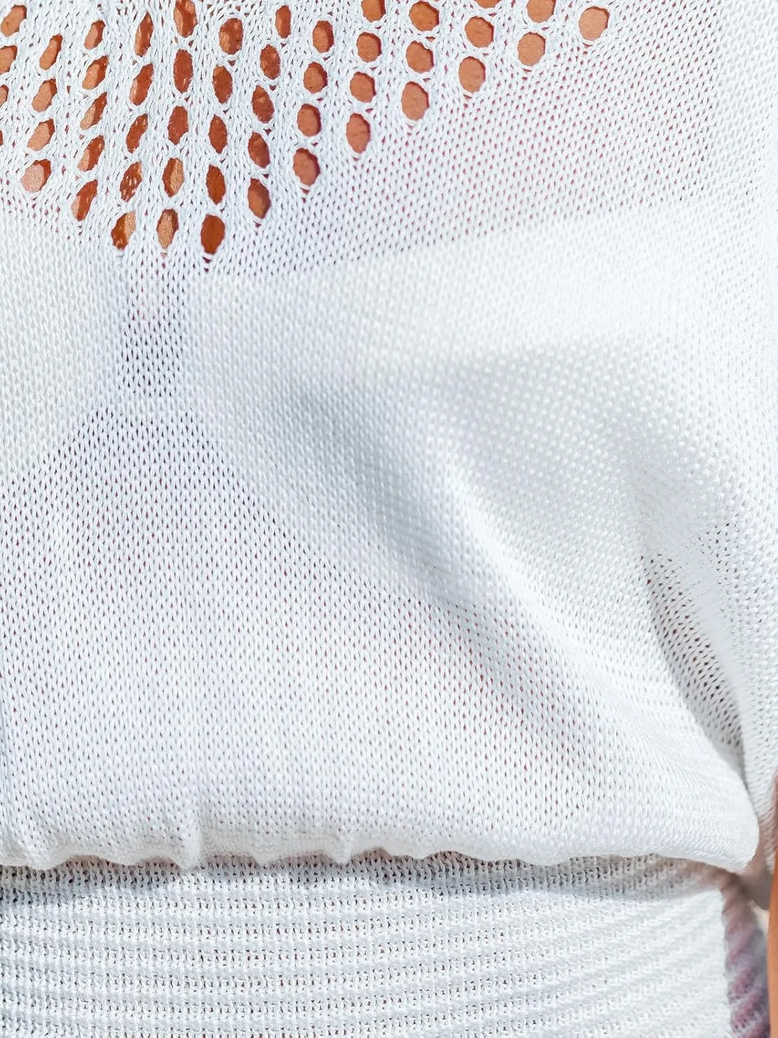CUPSHE Women Crochet Swim Cover Up Short Sleeve V Neck Bathing Suit Beach Dress Summer Swimwear Coverups