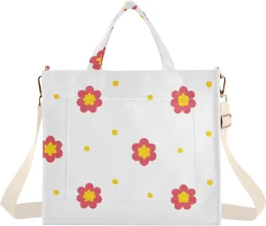 Cute Flowers and Dots Corduroy Tote Bag for Women Hobo Crossbody Bag Purse Stylish Shoulder Handbag Messenger Bags, S